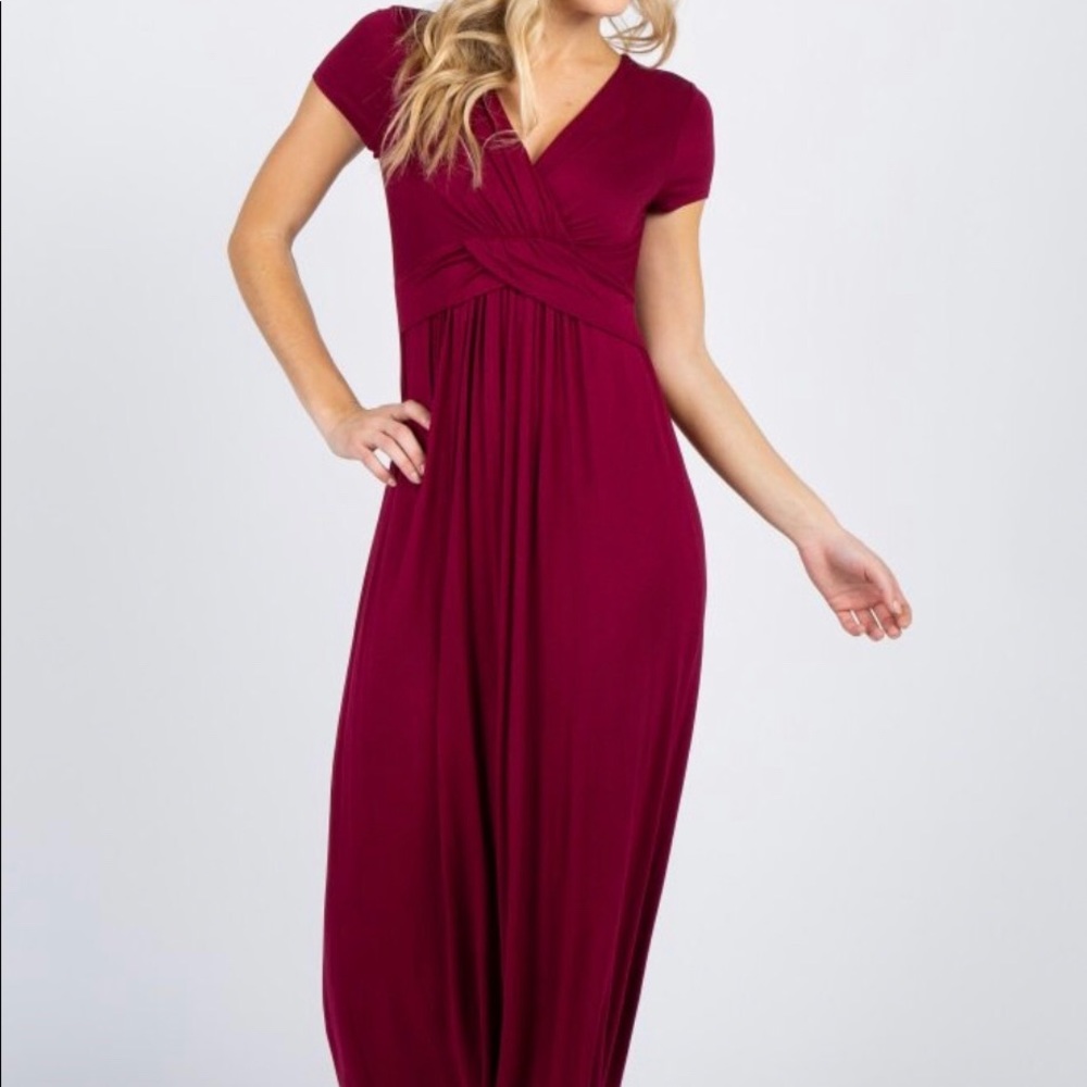 Burgundy Draped Maxi Dress